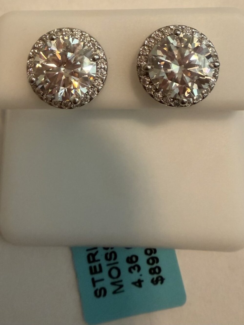 Sterling Silver Moissanite Earrings 4.38 CTW VVSD Color